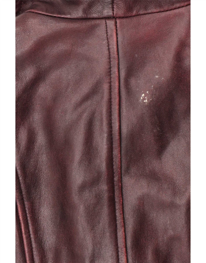 Gipsy by Mauritius Womens Leather Coat UK 12 Medium Burgundy