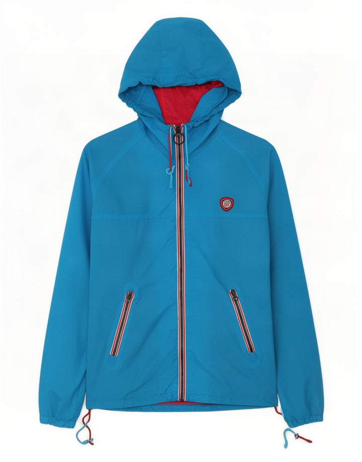Superdry Womens Hooded Rain Jacket UK 10 Small Blue Nylon