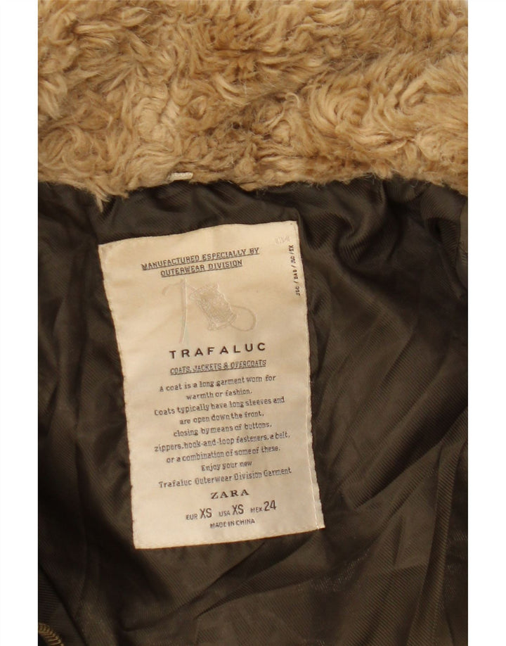 Zara Womens Padded Jacket UK 6 XS Khaki