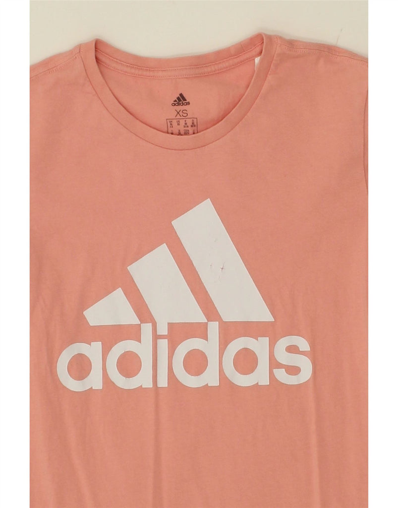 ADIDAS Womens Graphic T-Shirt Top UK 4/6 XS Pink Cotton Vintage Adidas and Second-Hand Adidas from Messina Hembry 