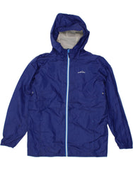 EDDIE BAUER Boys Hooded Rain Jacket 13-14 Years XL Blue Polyester