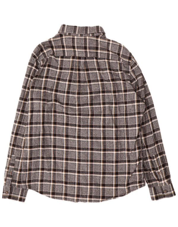 Marks & Spencer Mens Flannel Shirt Large Grey Check Cotton