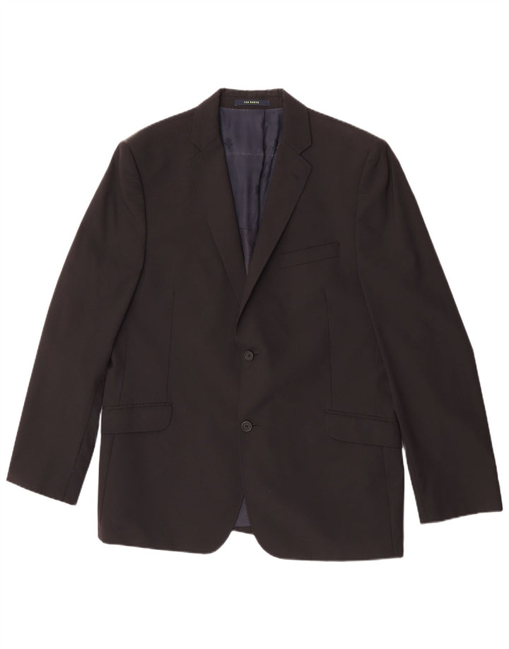 Ted Baker Mens 2 Button Blazer Jacket UK 44 2XL Black Wool