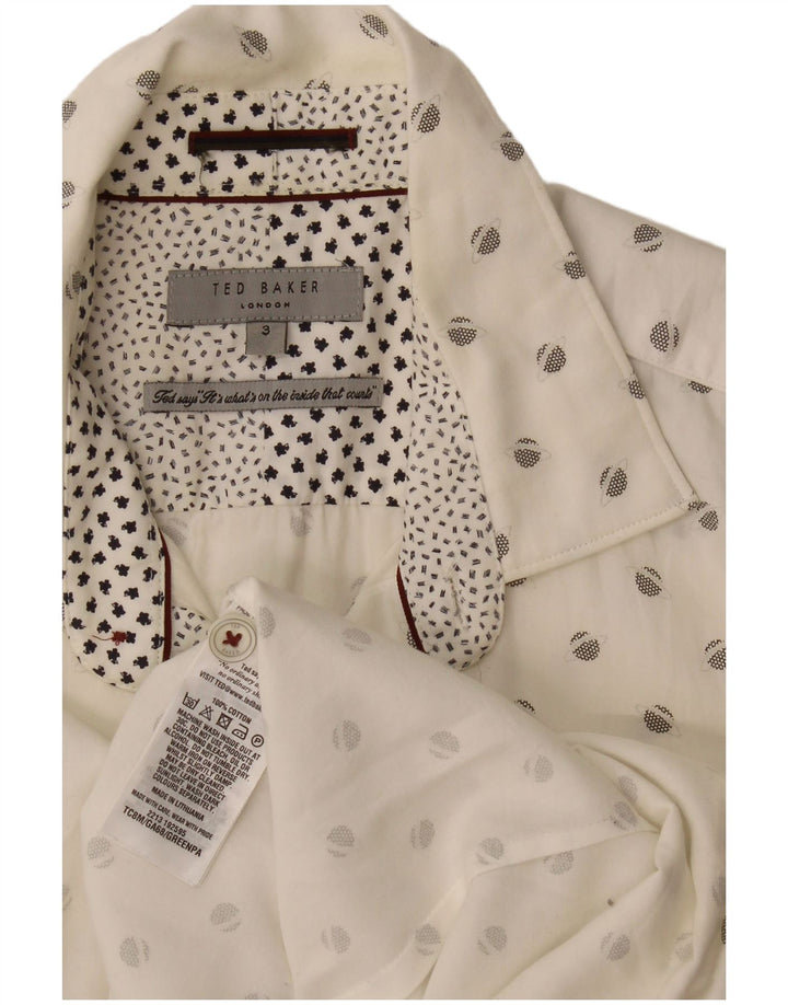 Ted Baker Mens Abstract Pattern Shirt Size 3 Medium White Cotton