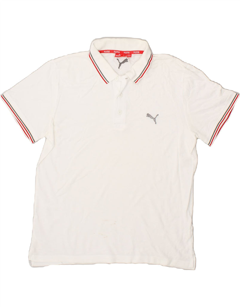 PUMA Mens Polo Shirt Large White | Vintage Puma | Thrift | Second-Hand Puma | Used Clothing | Messina Hembry 