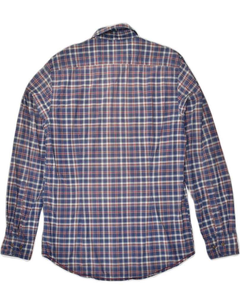 MARLBORO CLASSICS Mens Fitted Shirt Large Blue Check Cotton | Vintage Marlboro Classics | Thrift | Second-Hand Marlboro Classics | Used Clothing | Messina Hembry 