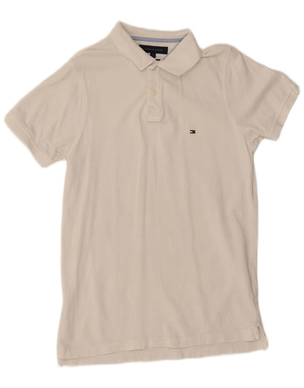Tommy Hilfiger Mens Slim Fit Polo Shirt Small White Cotton