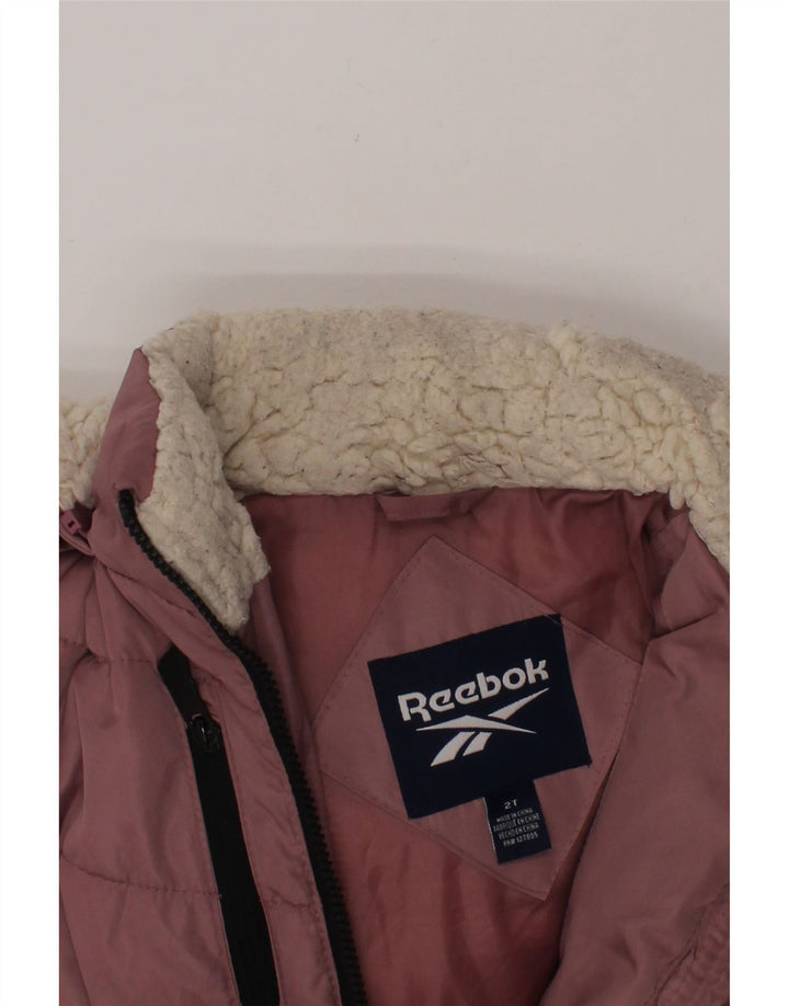 REEBOK Baby Girls Hooded Padded Jacket 18-24 Months Pink Polyester Vintage Reebok and Second-Hand Reebok from Messina Hembry 
