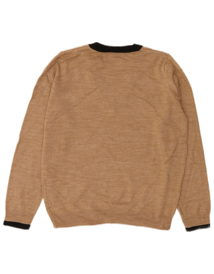 Marks & Spencer Womens V-Neck Jumper Sweater UK 10 Small Beige Flecked