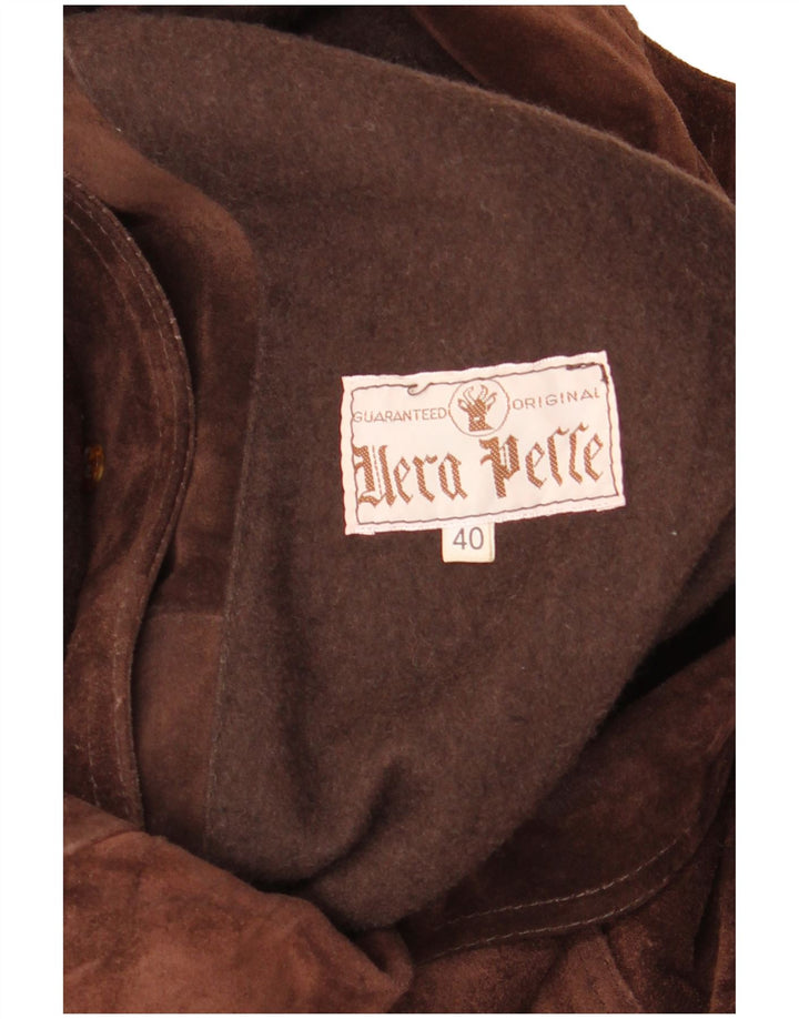 Vintage Womens Oversized Suede Jacket EU 40 Medium Brown Leather
