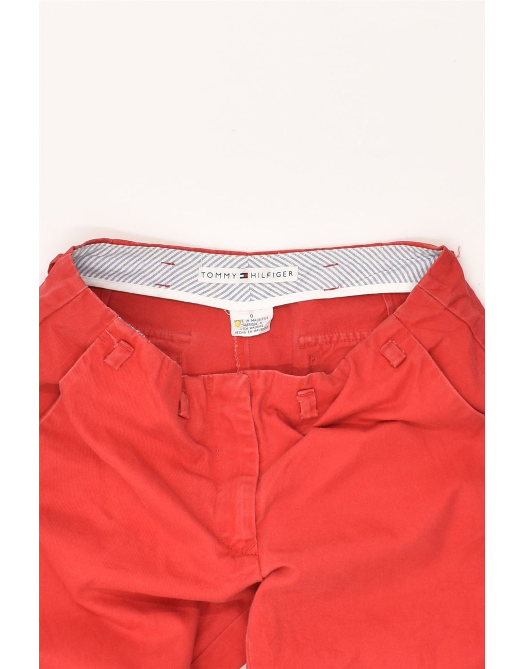 TOMMY HILFIGER Womens Straight Cropped Trousers US 0 XS W29 L24 Red Cotton | Vintage Tommy Hilfiger | Thrift | Second-Hand Tommy Hilfiger | Used Clothing | Messina Hembry 