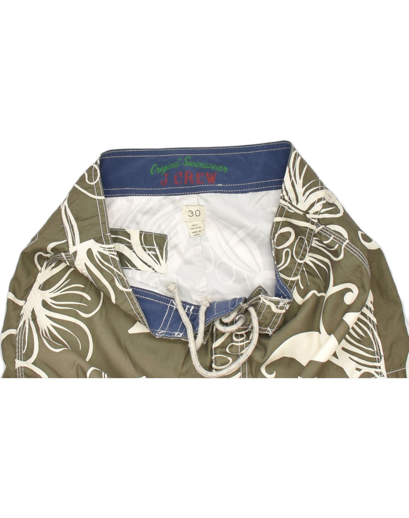 J. CREW Mens Swimming Shorts W30 Medium Khaki Floral Nylon | Vintage | Thrift | Second-Hand | Used Clothing | Messina Hembry 