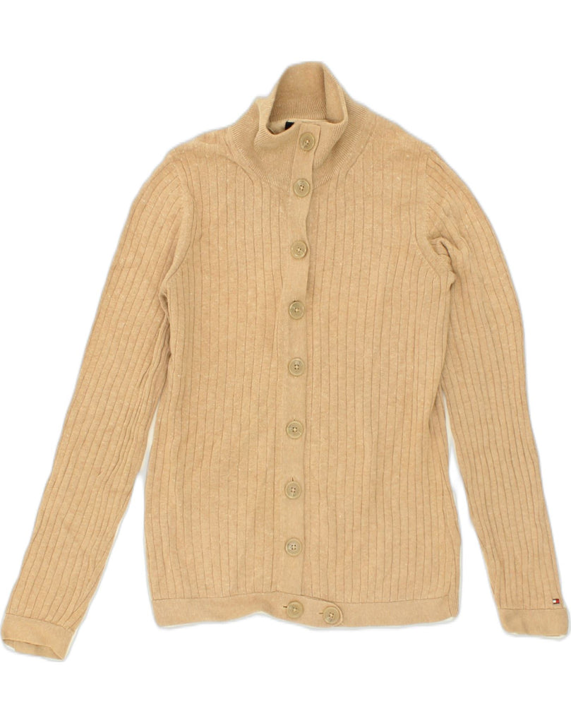 TOMMY HILFIGER Womens Cardigan Sweater UK 14 Large Beige Cotton | Vintage Tommy Hilfiger | Thrift | Second-Hand Tommy Hilfiger | Used Clothing | Messina Hembry 