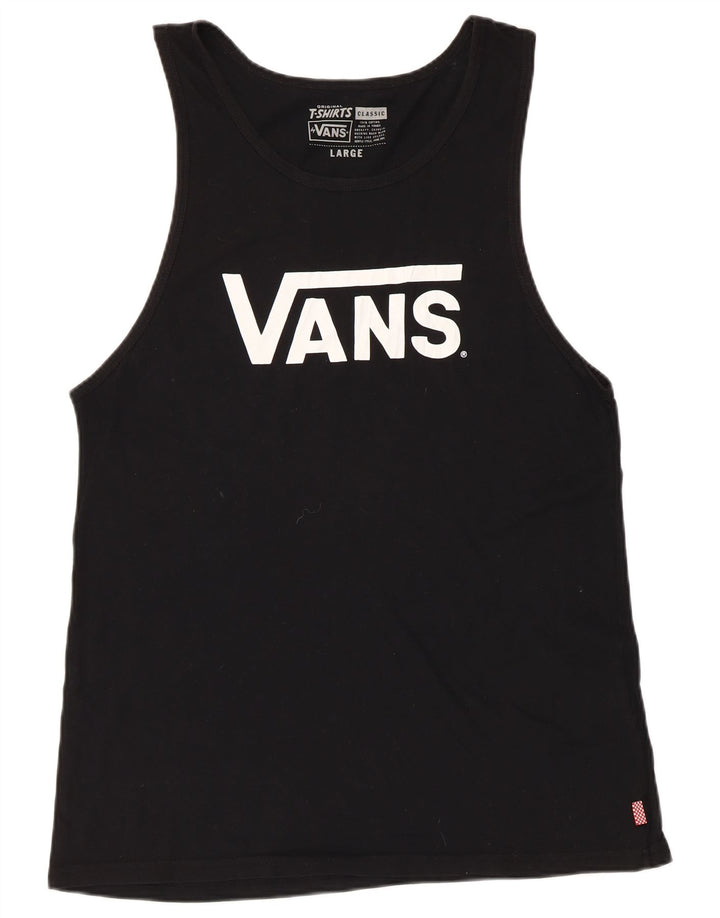 VANS Mens Graphic Vest Top Large Black Cotton Classic