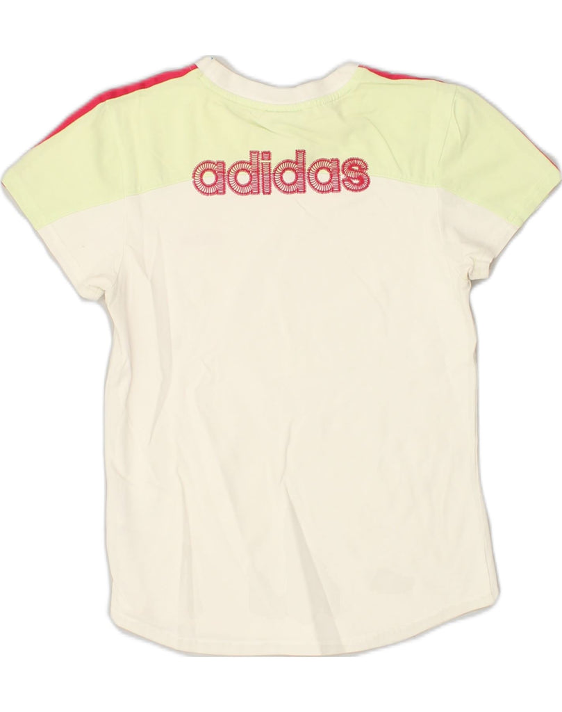 ADIDAS Girls Graphic T-Shirt Top 13-14 Years White Colourblock Cotton | Vintage Adidas | Thrift | Second-Hand Adidas | Used Clothing | Messina Hembry 