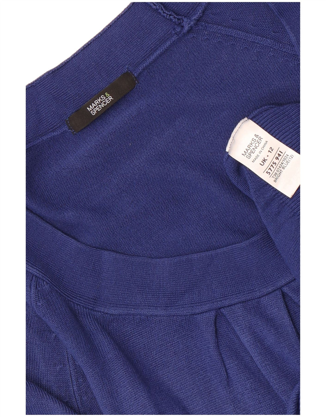 Marks & Spencer Womens Boat Neck Jumper Sweater UK 12 Medium Blue Acrylic