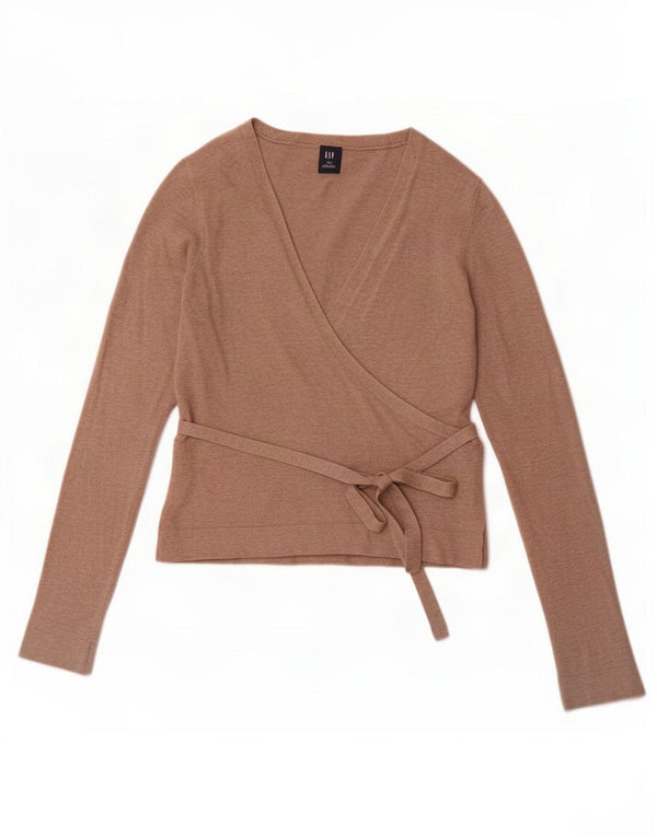 Gap Womens Crop Wrap Cardigan Top UK 8 Small Beige Cotton