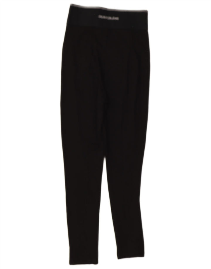Calvin Klein Womens Graphic Leggings UK 8 Small Black Viscose