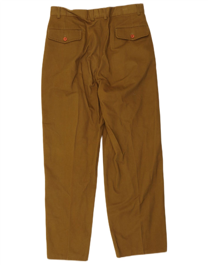 Solleone Mens Pegged Suit Trousers IT 48 Medium W32 L30 Khaki Cotton
