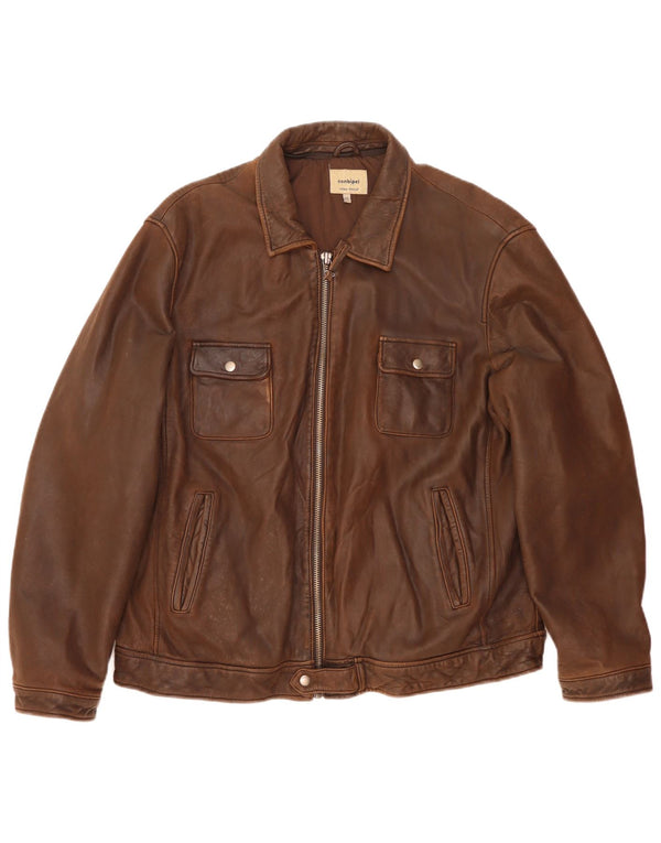 Conbipel Mens Leather Jacket IT 58 2XL Brown Leather