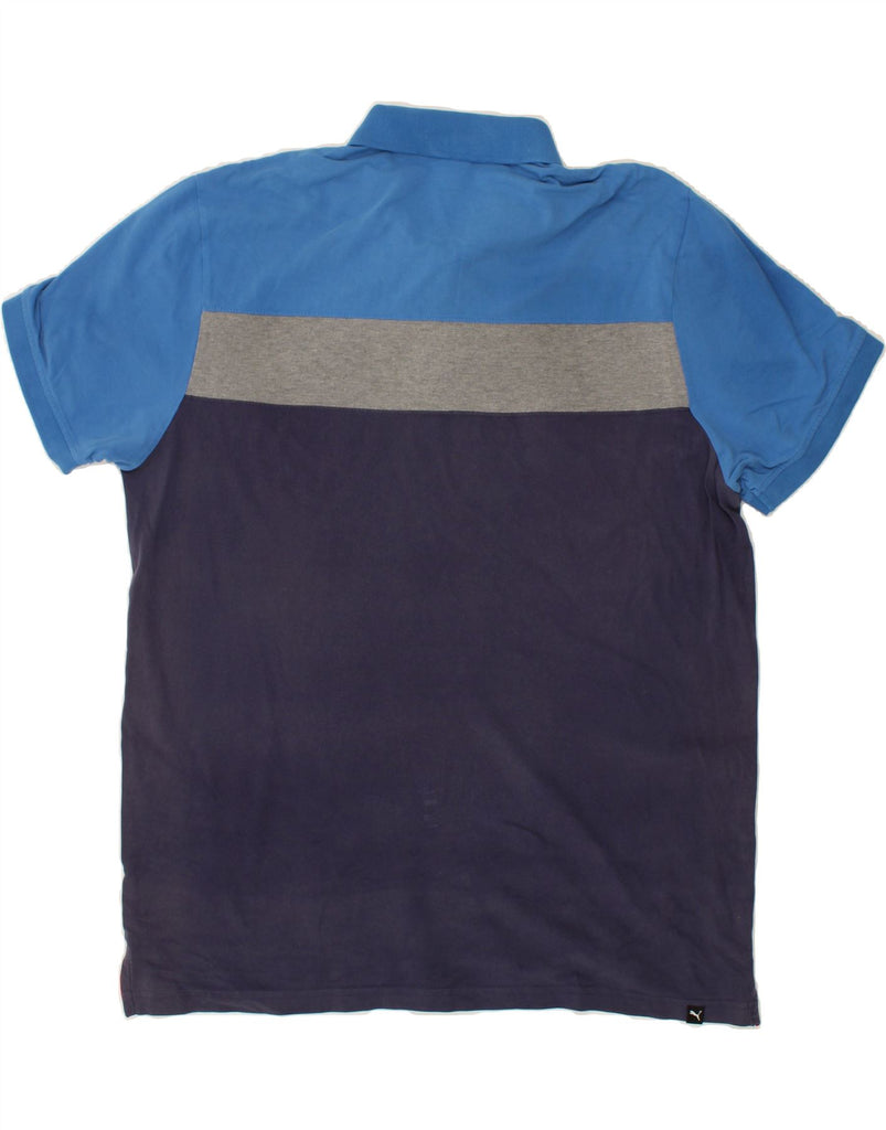 PUMA Mens Polo Shirt 2XL Navy Blue Colourblock Vintage Puma and Second-Hand Puma from Messina Hembry 