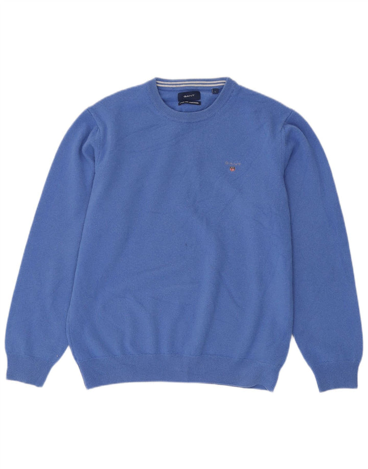 GANT Mens Crew Neck Jumper Sweater Large Blue Wool