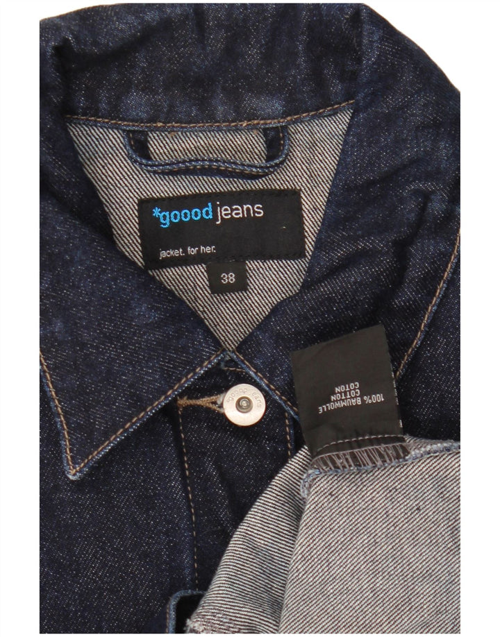 VINTAGE Womens Denim Jacket EU 38 Medium Navy Blue Cotton