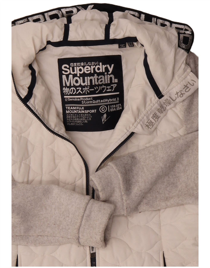 Superdry Womens Hooded Windbreaker Jacket UK 16 Large White Colourblock