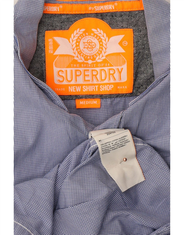 SUPERDRY Mens Shirt Medium Blue Gingham Cotton