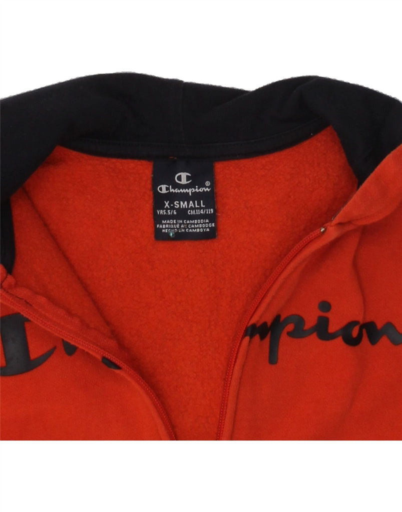 CHAMPION Boys Graphic Zip Hoodie Sweater 5-6 Years XS Orange | Vintage Champion | Thrift | Second-Hand Champion | Used Clothing | Messina Hembry 