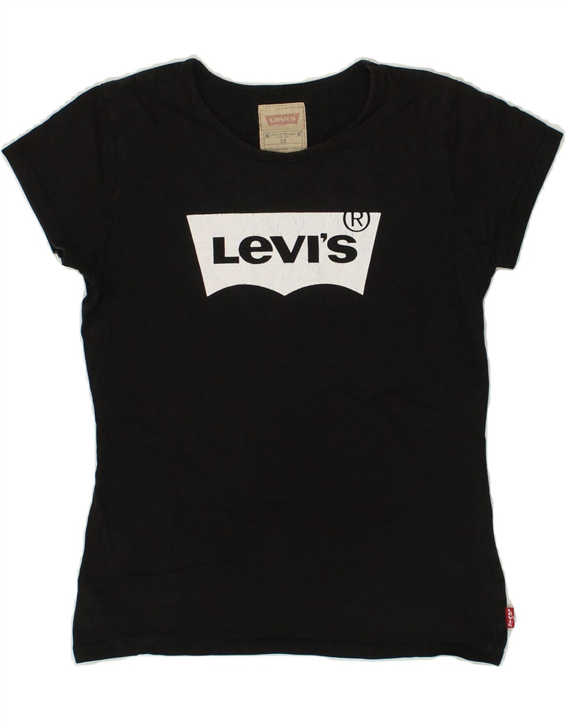 LEVI'S Girls Graphic T-Shirt Top 11-12 Years Black Cotton | Vintage Levi's | Thrift | Second-Hand Levi's | Used Clothing | Messina Hembry 