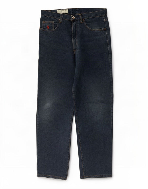 Vintage Mens Loose Jeans IT 48 Medium W32 L30 Navy Blue Cotton