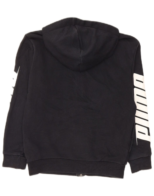 PUMA Boys Graphic Zip Hoodie Sweater 9-10 Years Black Cotton