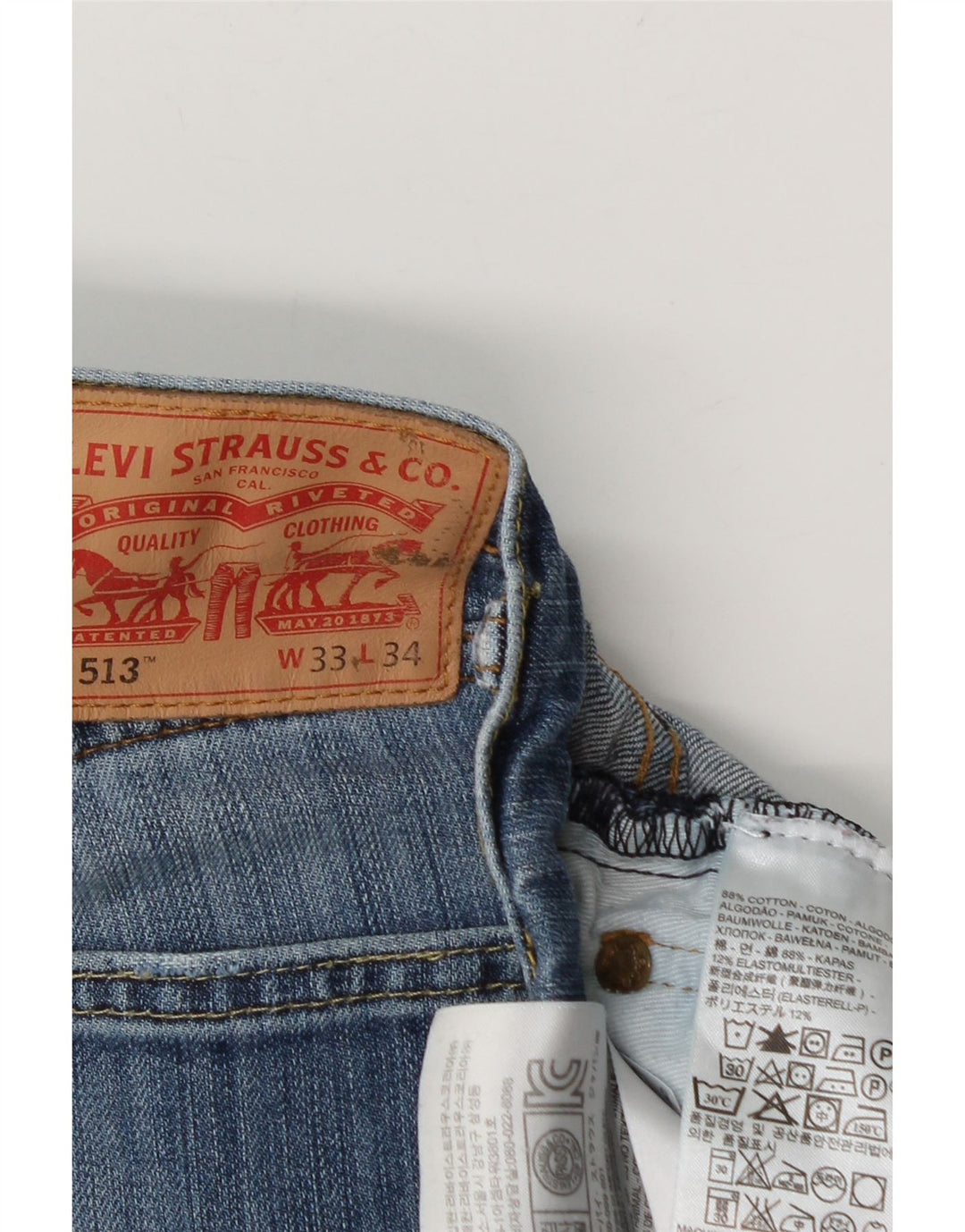 Levi's Mens 513 Slim Straight Jeans W33 L30 Blue Cotton