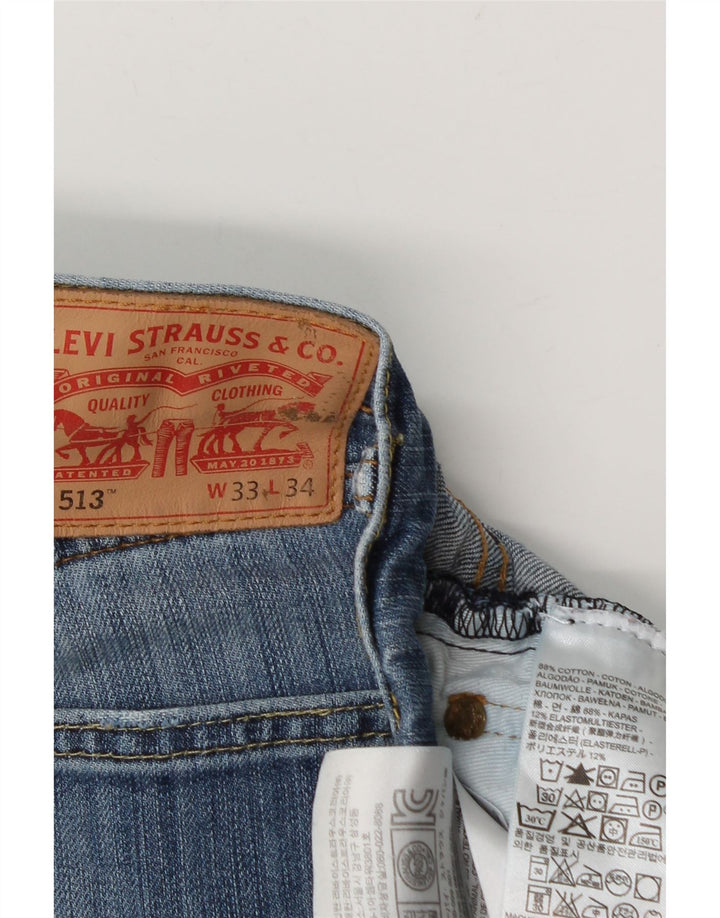Levi's Mens 513 Slim Straight Jeans W33 L30 Blue Cotton