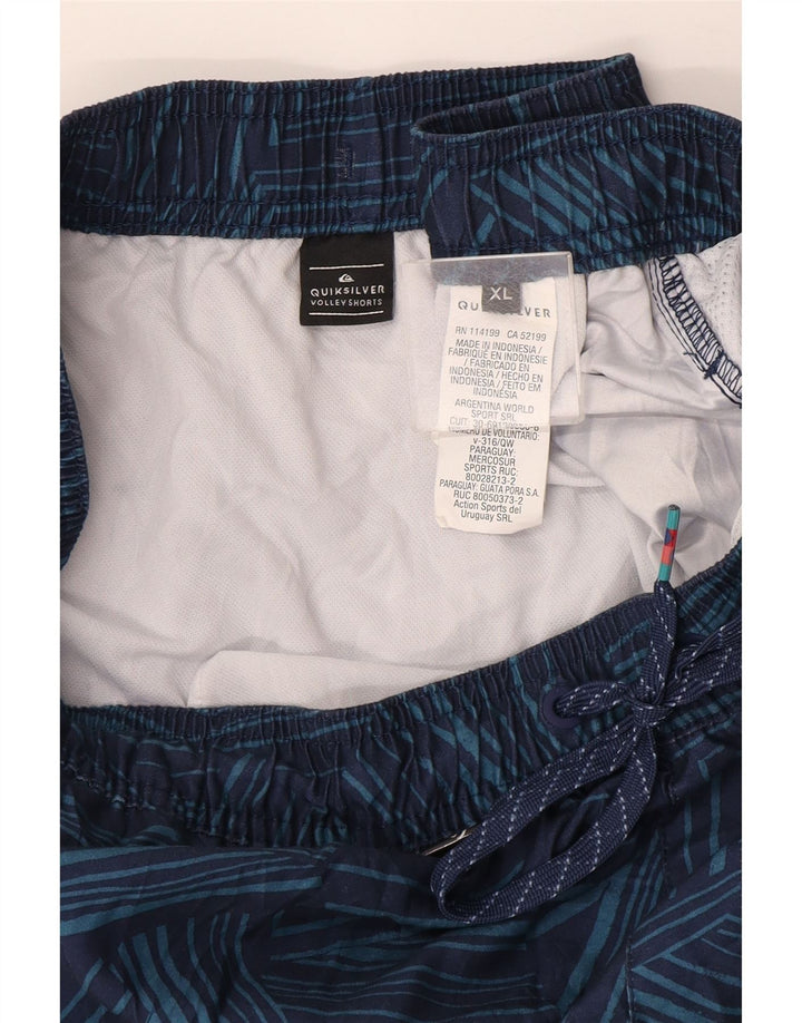 Quiksilver Mens Swimming Shorts XL  Navy Blue Geometric Polyester