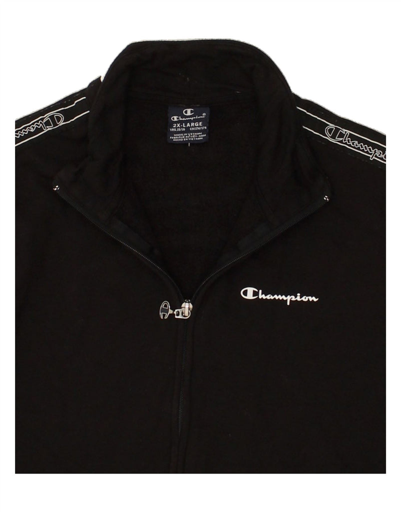 CHAMPION Boys Graphic Tracksuit Top Jacket 15-16 Years 2XL Black Cotton | Vintage Champion | Thrift | Second-Hand Champion | Used Clothing | Messina Hembry 