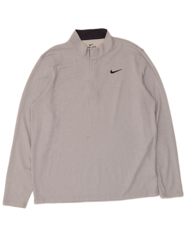 Nike Mens Dri Fit Standard Zip Neck Pullover Tracksuit Top Large Grey