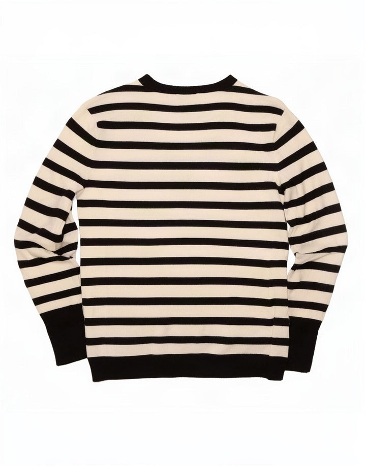 Zara Womens Crew Neck Jumper Sweater UK 14 Large White Striped