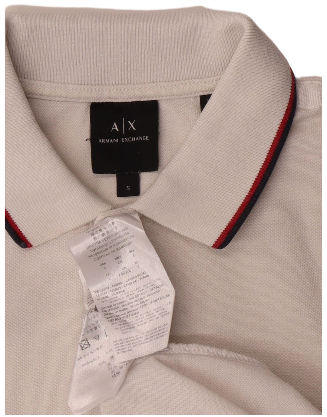 Armani Exchange Mens Polo Shirt Small White Cotton