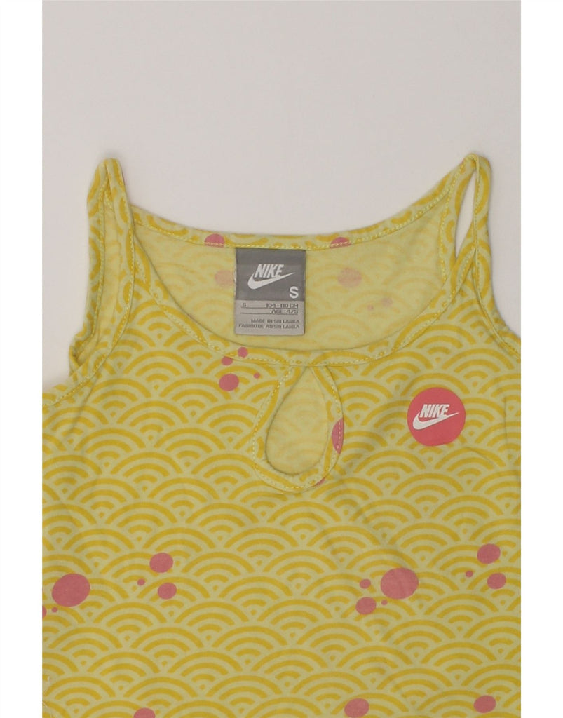 NIKE Girls Cami Top 4-5 Years Small  Yellow Spotted | Vintage Nike | Thrift | Second-Hand Nike | Used Clothing | Messina Hembry 