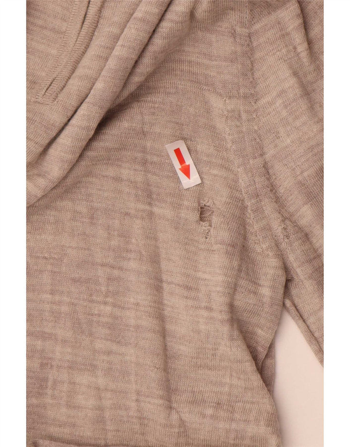 Reiss Mens Zip Neck Jumper Sweater Large Grey Flecked Wool
