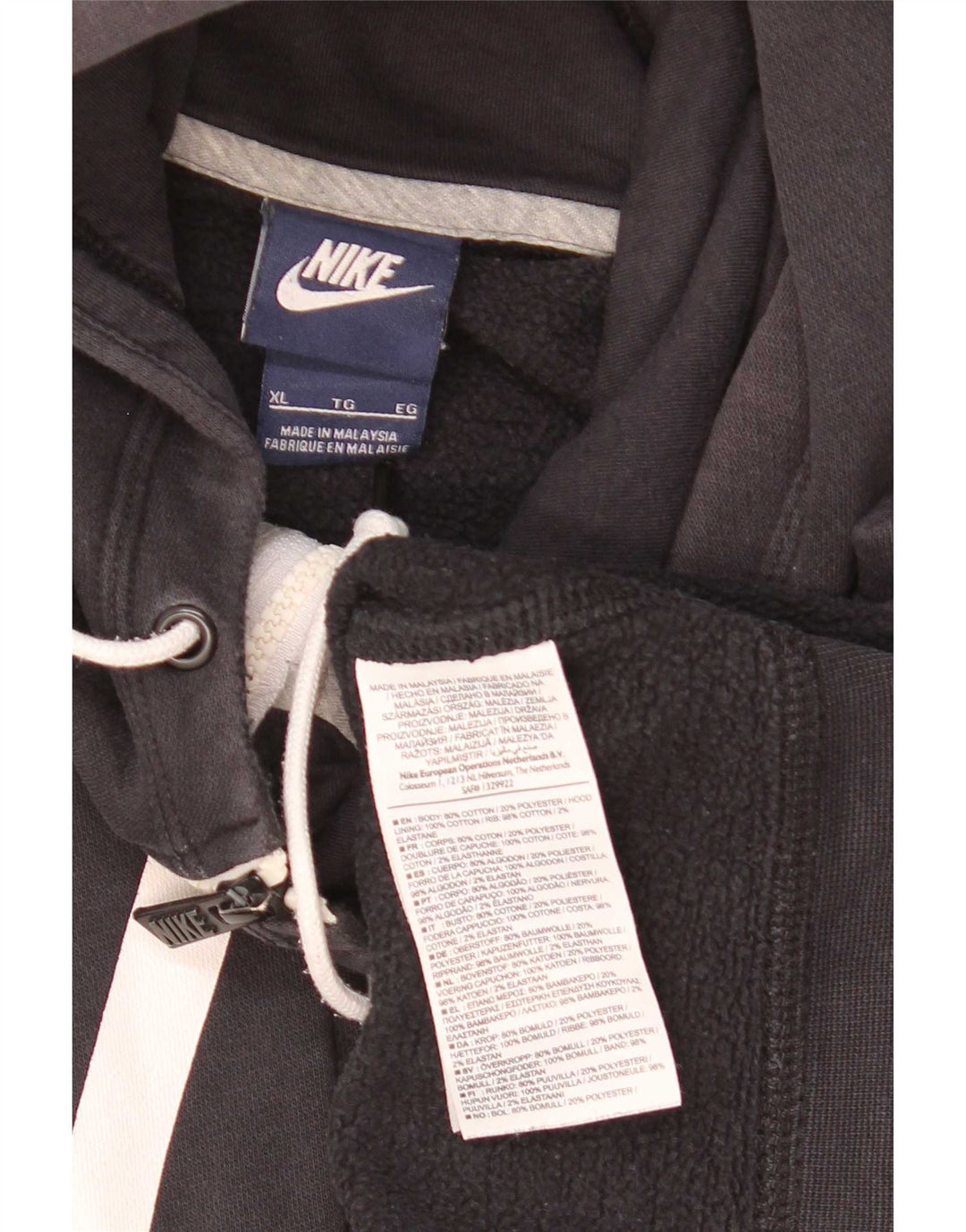 Nike Mens Graphic Zip Hoodie Sweater XL Grey Cotton