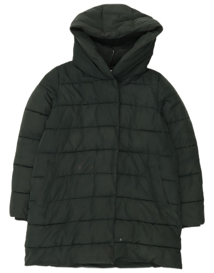 Hobbs Womens Hooded Padded Coat UK 14 Large  Green Polyester
