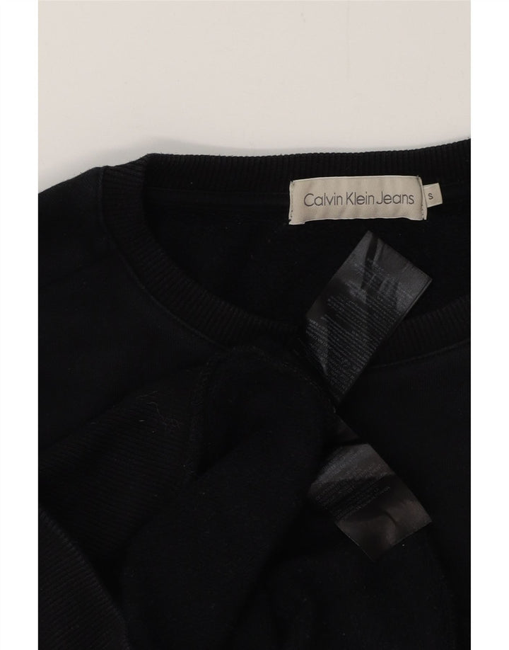 CALVIN KLEIN JEANS Mens Graphic Sweatshirt Jumper Small Black Cotton