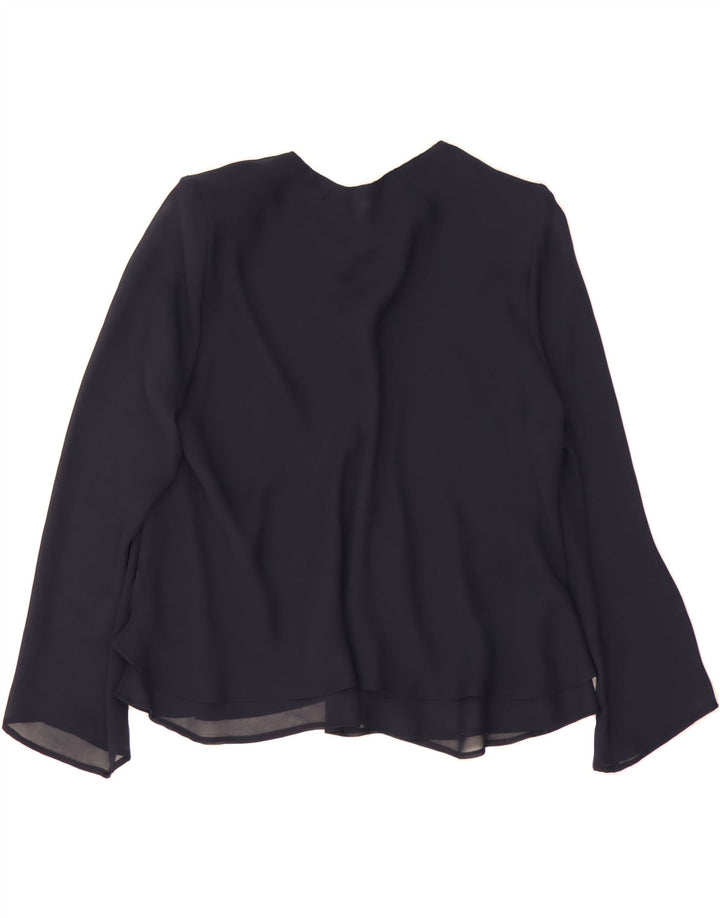 VINTAGE Womens Front Tie Blouse Top UK 20 2XL Navy Blue Polyester Vintage Vintage and Second-Hand Vintage from Messina Hembry 