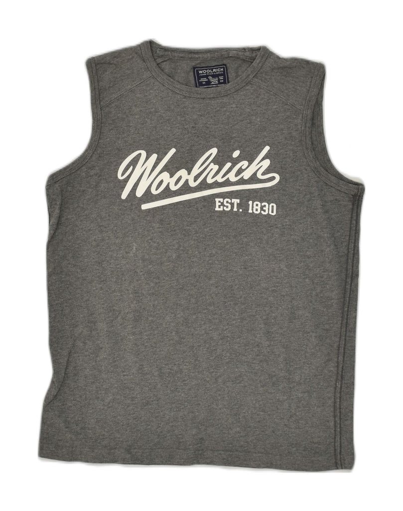 WOOLRICH Boys Graphic Vest Top 11-12 Years Grey | Vintage Woolrich | Thrift | Second-Hand Woolrich | Used Clothing | Messina Hembry 