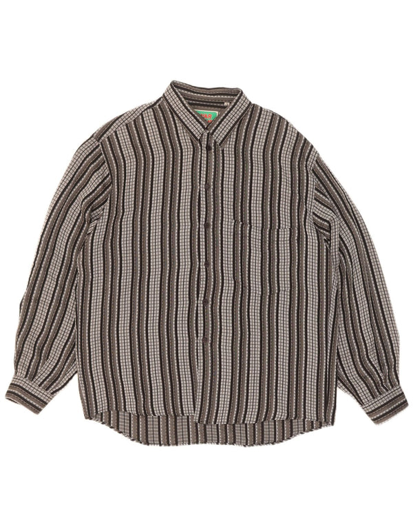 Vintage Mens Shirt Large Grey Striped Acetate