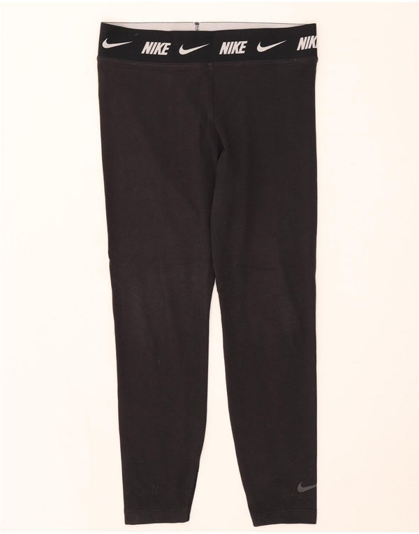 Nike Womens Tight Fit Graphic Leggings UK 14 Large Black Cotton
