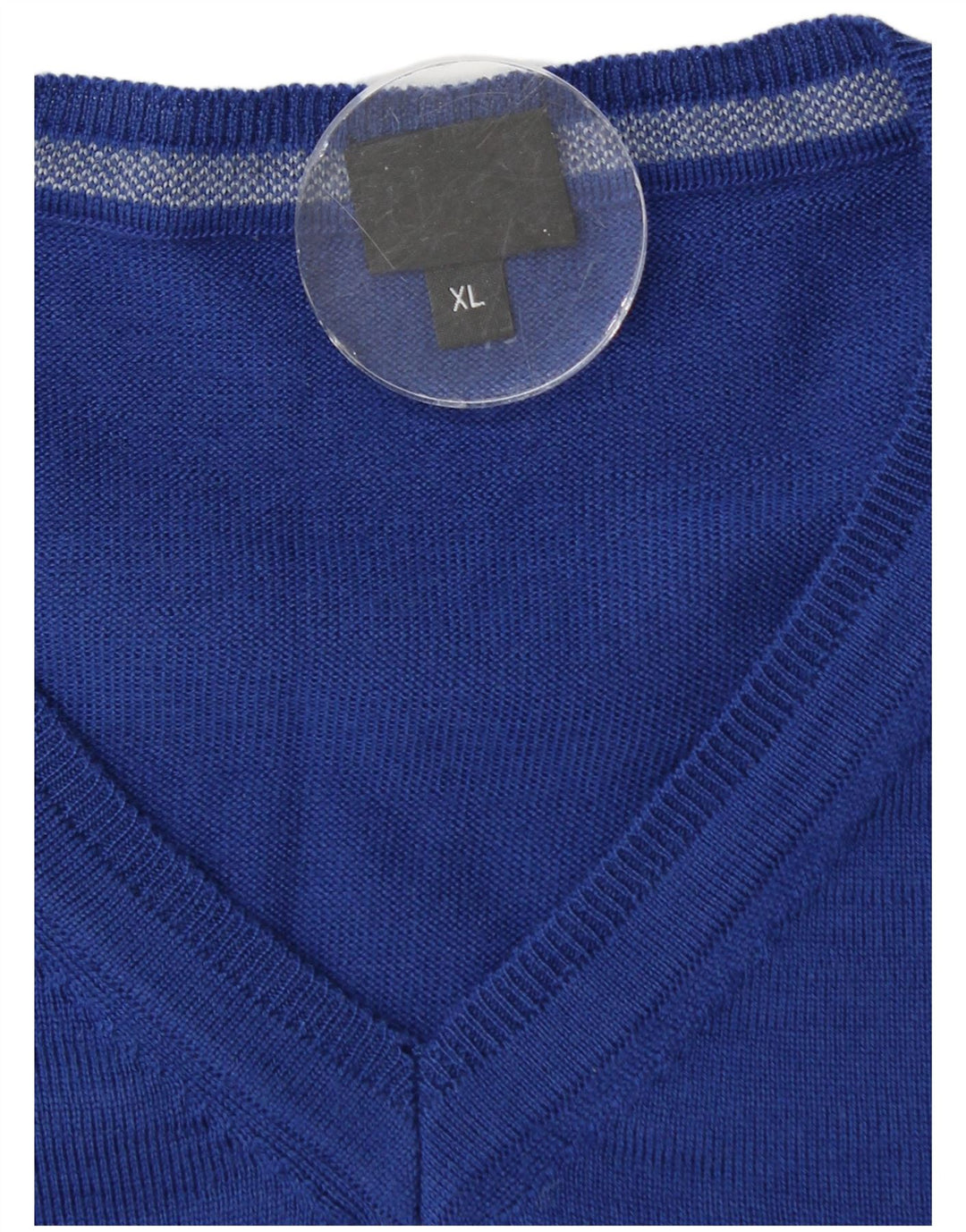 Hugo Boss Mens V-Neck Jumper Sweater XL Blue Virgin Wool